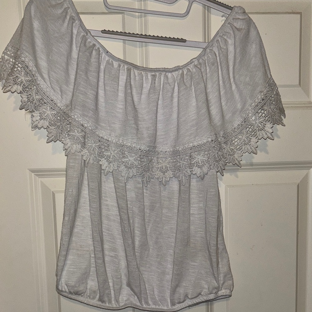 Paper Tee Gray Off-Shoulder Blouse